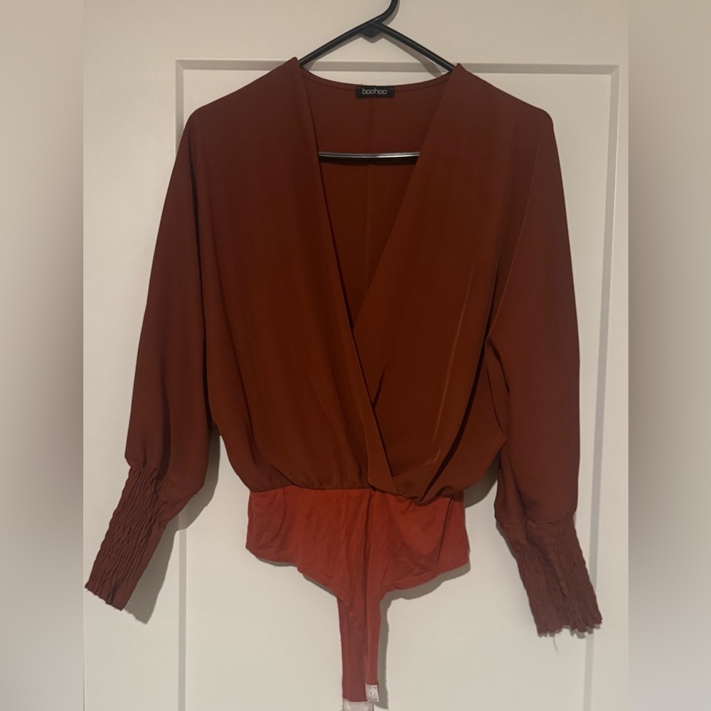 Elegant Rust Wrap Top